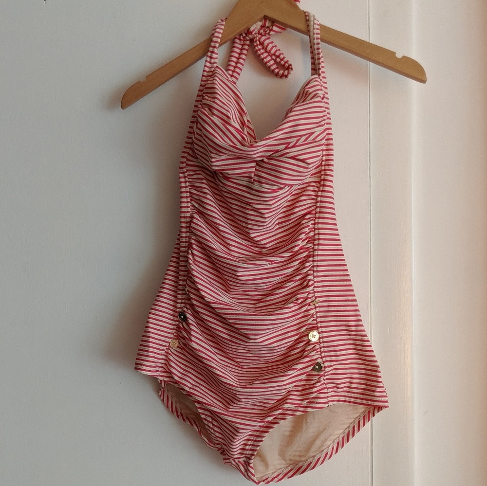 Betsey Johnson retro stripe one piece swimsuit
